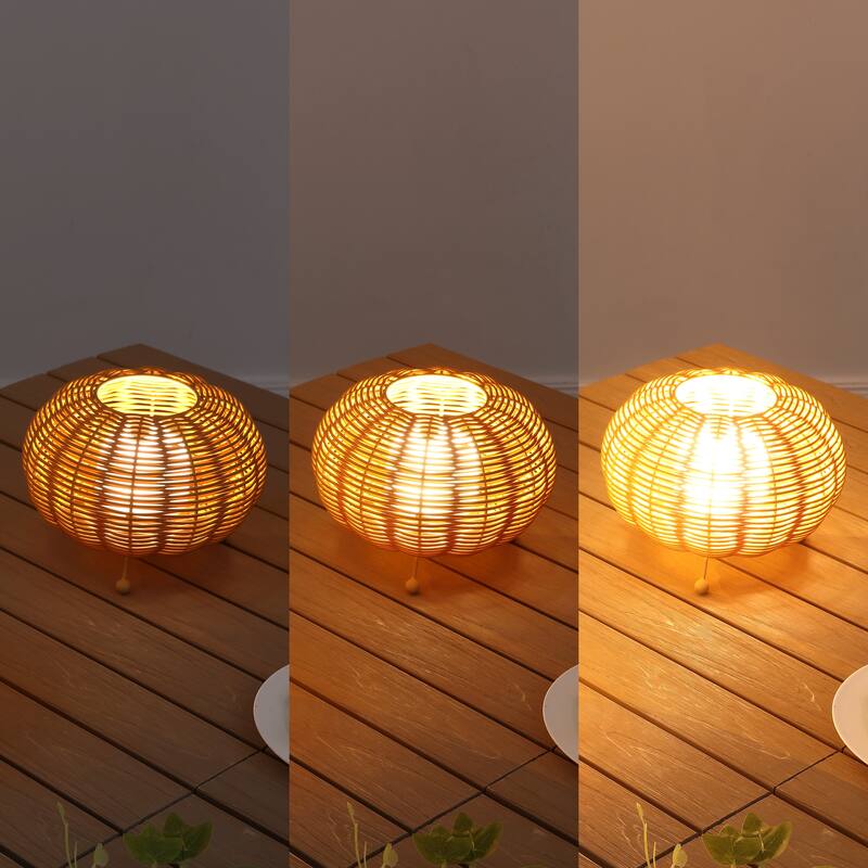 5.75" Cordless LED Rattan Dimmable Table Lamps, (Set of 2) - Indoor/Outdoor, By JONATHAN Y