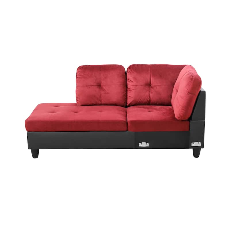 Red Flannel And PVC 3-Piece Couch Living Room Sofa Set