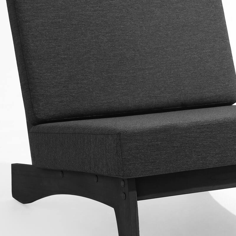 Set of 2 Patio Teak Wood Outdoor Club Chair with Cushions