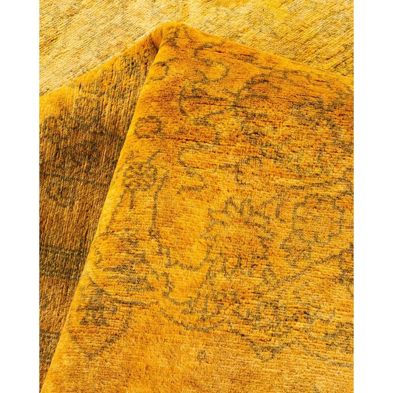 Overton Hand Knotted Wool Vintage Inspired Modern Contemporary Overdyed Gold Area Rug - 6' 2" x 9' 2"