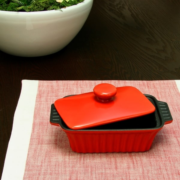 Crock Pot Denhoff 8.5 Ribbed Casserole with Lid in Red - On Sale