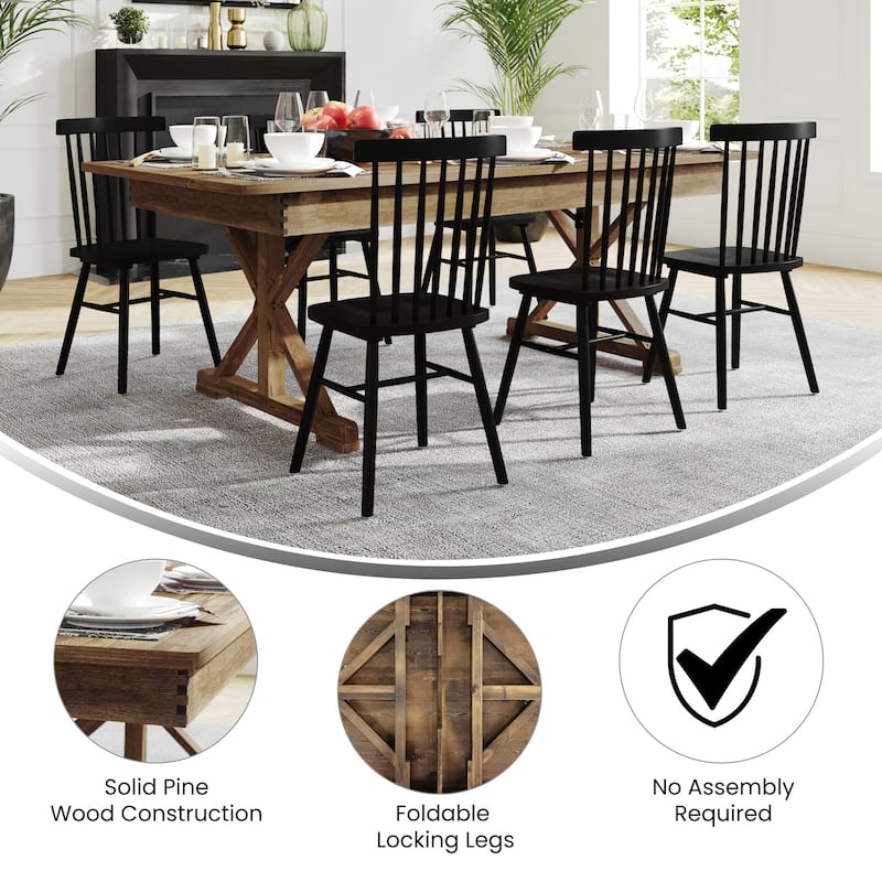 Flash Furniture FFIF37705 Kira 84" Wide Pine Wood Dining Table with X