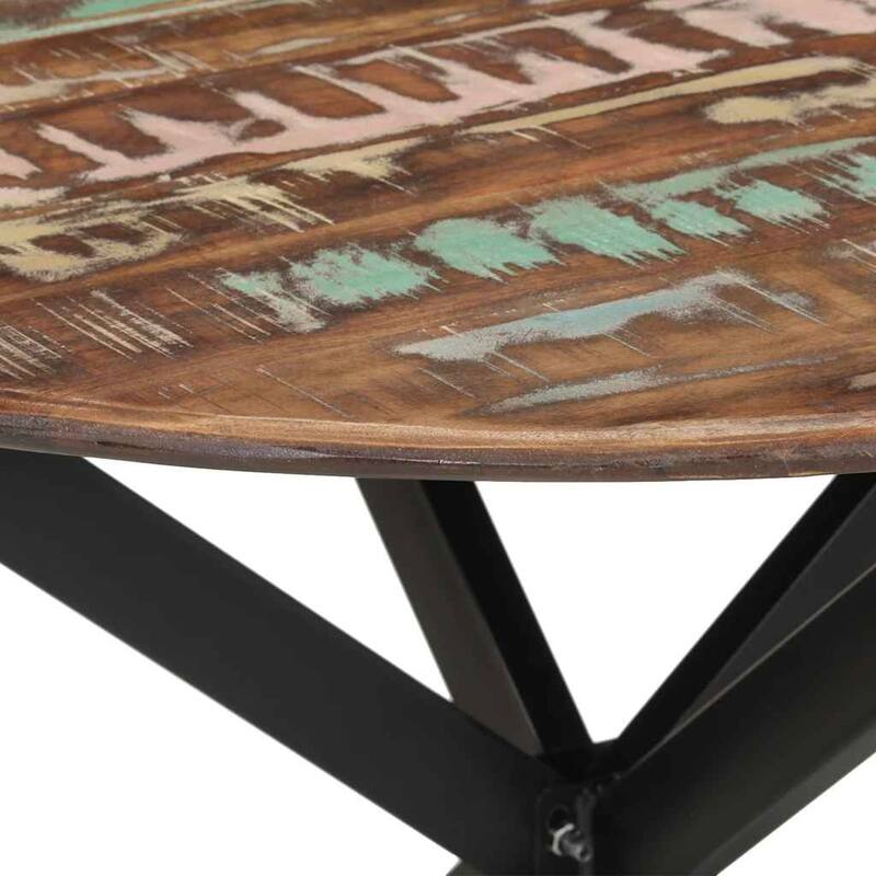vidaXL Dining Table Ø43.3"x30.7" Solid Wood Reclaimed and Steel - Brown
