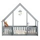 preview thumbnail 15 of 22, Nestfair Twin Wood House-Shaped Floor Bed with Fence