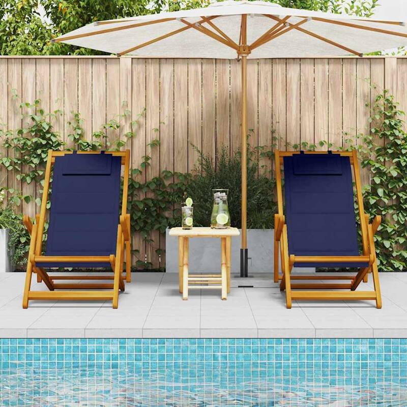 vidaXL Beach Chair 61.5 x 123 x 82cm Solid Acacia wood - 24.2 x 48.4 x 32.3 in