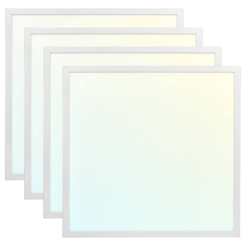 Luxrite 2x2 FT LED Panel Light, 5CCT 3000K - 6500K, 20W/30W/40W, 5000 Lumens, 0-10V Dimmable 4 Pack - Color Selectable 30K/35K/40K/50K/65K