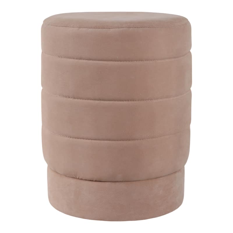 Wood Ottoman Round Compact Pouf Footstool Luxury Accent - 19" Brown