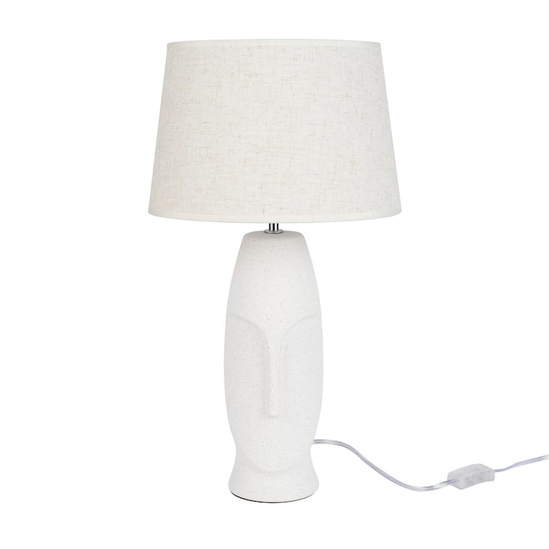 Nourison 21" Off-White Abstract Face Ceramic Table Lamp