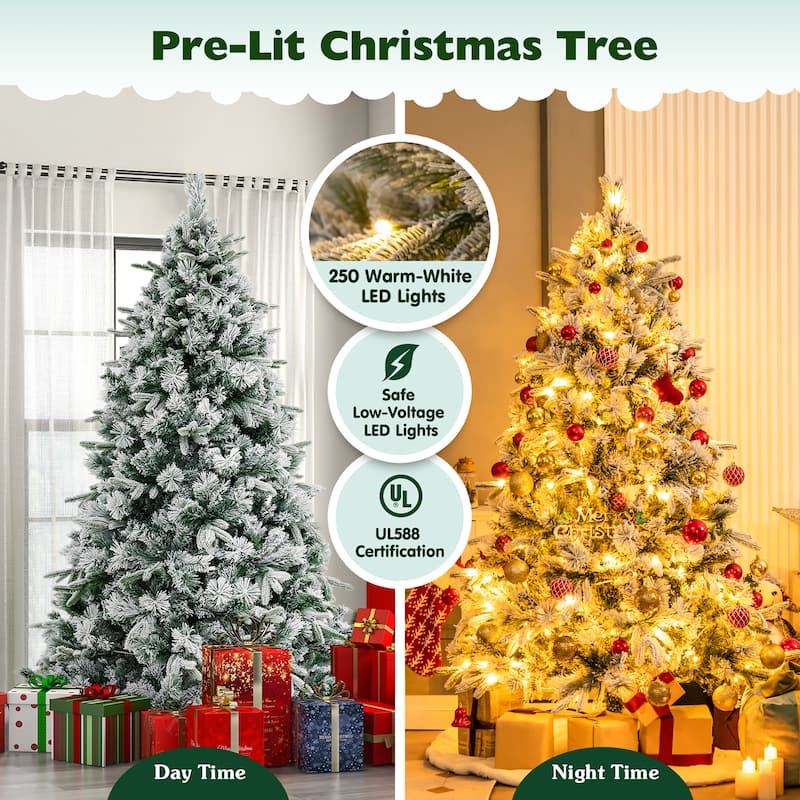 Gymax 6 ft pre-lit artificial Christmas tree w/ 250 LED lights full