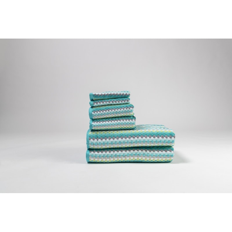NEW DKNY TURQUOISE BLUE STRIPES COTTON BATH TOWEL,2 HAND TOWELS,OR 4  WASHCLOTHES