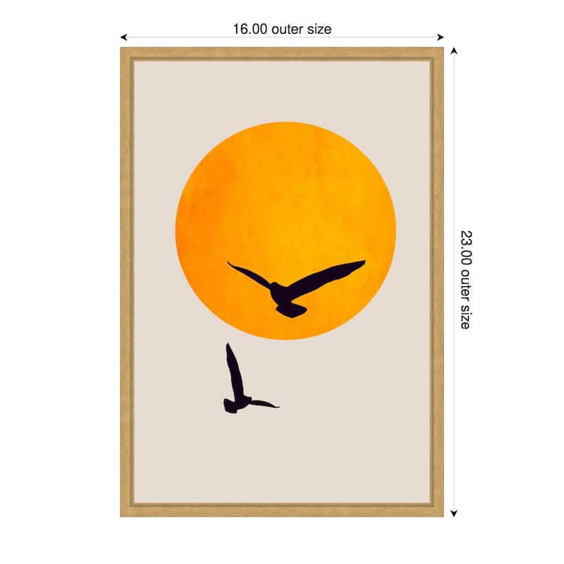 Birds In the Sky by Eins Kubistika Framed Canvas Wall Art Print - Sylvie Bright Gold - 16 x 23 in