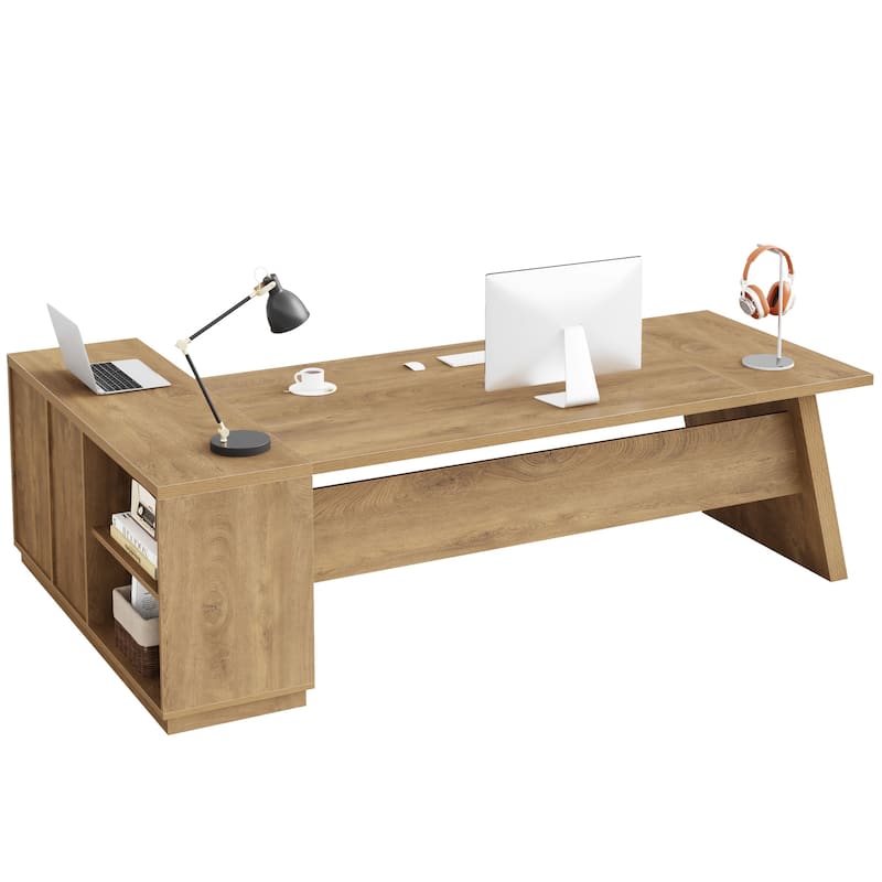 78.7-Inch L-Shaped Executive Desk Computer Desk with File Cabinet