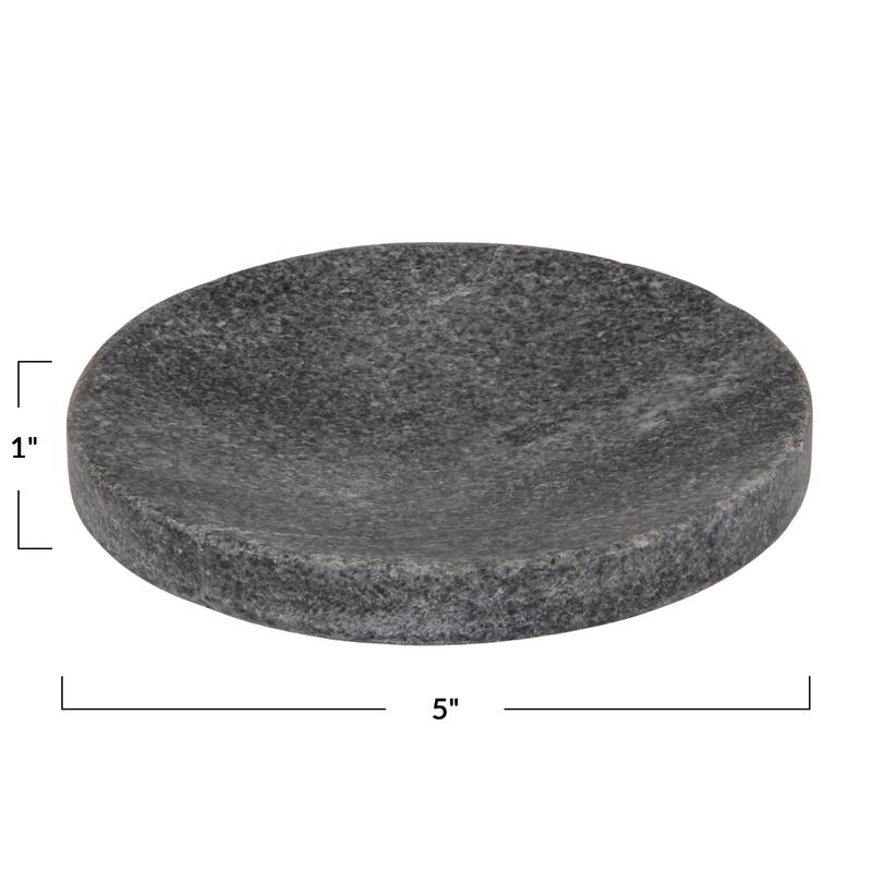 Marble Round Soapdish - 5.0"L x 5.0"W x 1.0"H