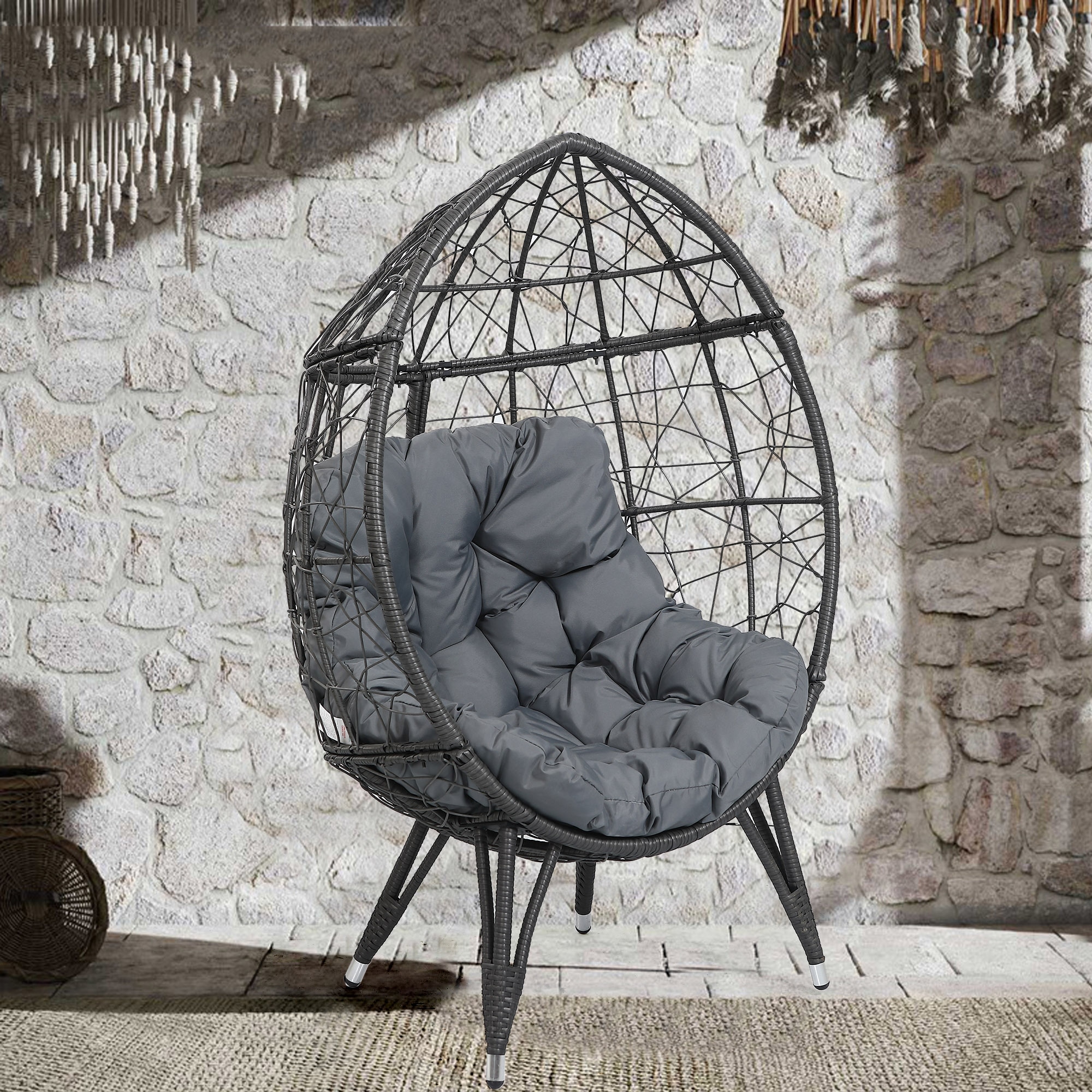 Outdoor Patio Wicker Egg Chair Indoor Basket Wicker Chair with