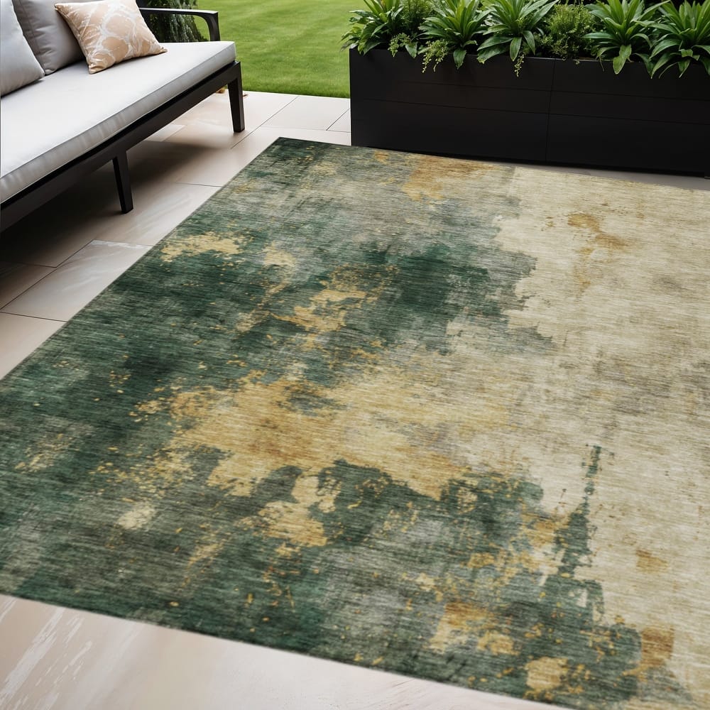 HomeRoots Abstract Transitional Rectangle Outdoor Rug