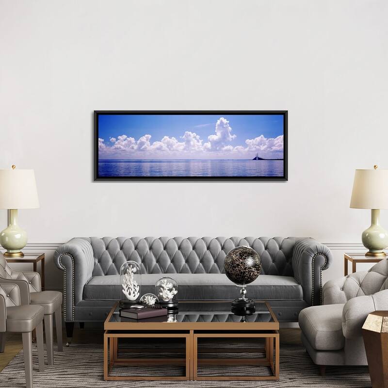 iCanvas "Seascape with a suspension bridge in the background, Sunshine Skyway Bridge" by Panoramic Images Framed Canvas Print