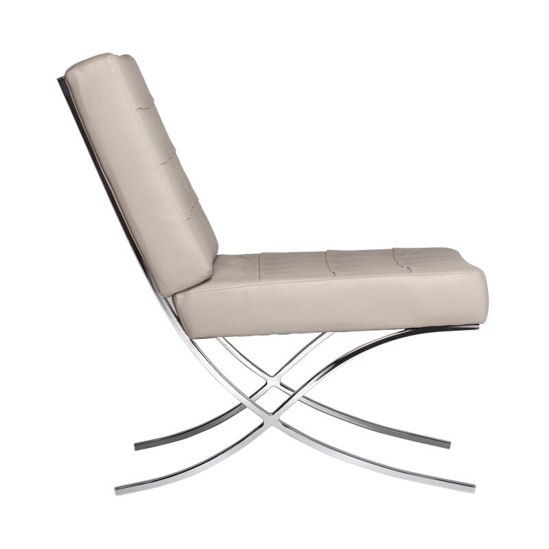 Attriom Bonded Leather and Metal Armless Mid Century Accent Chair - 30.25 x 26 x 34.75"