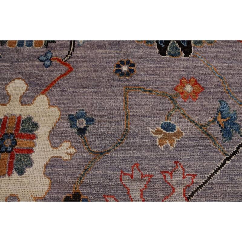 Vegetable Dye Grey Oushak Turkish Rug Hand-Knotted Wool Carpet - 8'9"x 11'9"