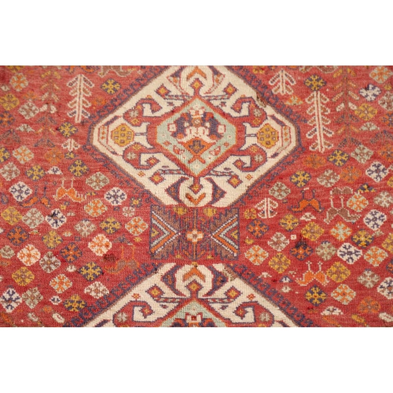 Tribal Geometric Shiraz Persian Square Rug Vintage Wool Carpet - 2'0"x 2'5"