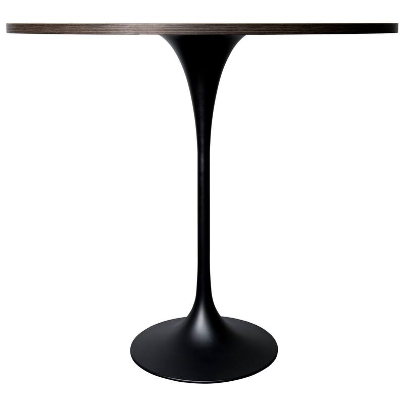 LeisureMod Verve 48" Round Dining Table with MDF Wood TableTop and Black Steel Base for Kitchen & Dining Room