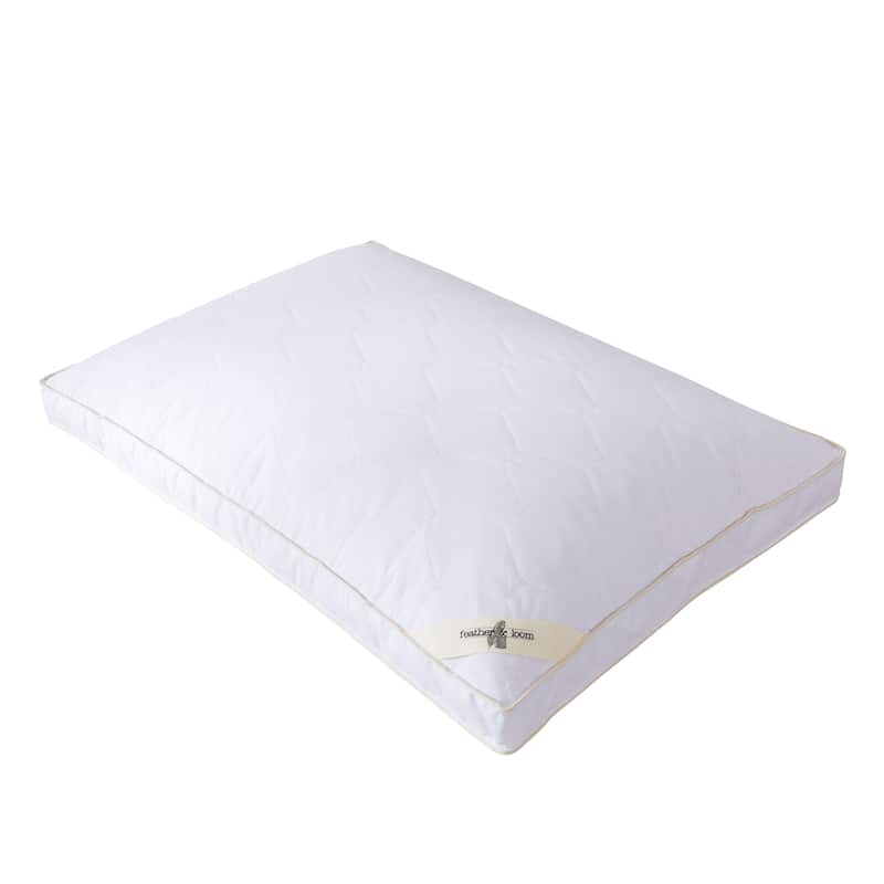 Feather and Loom Cotton Quilted Nano Feather Pillow - White