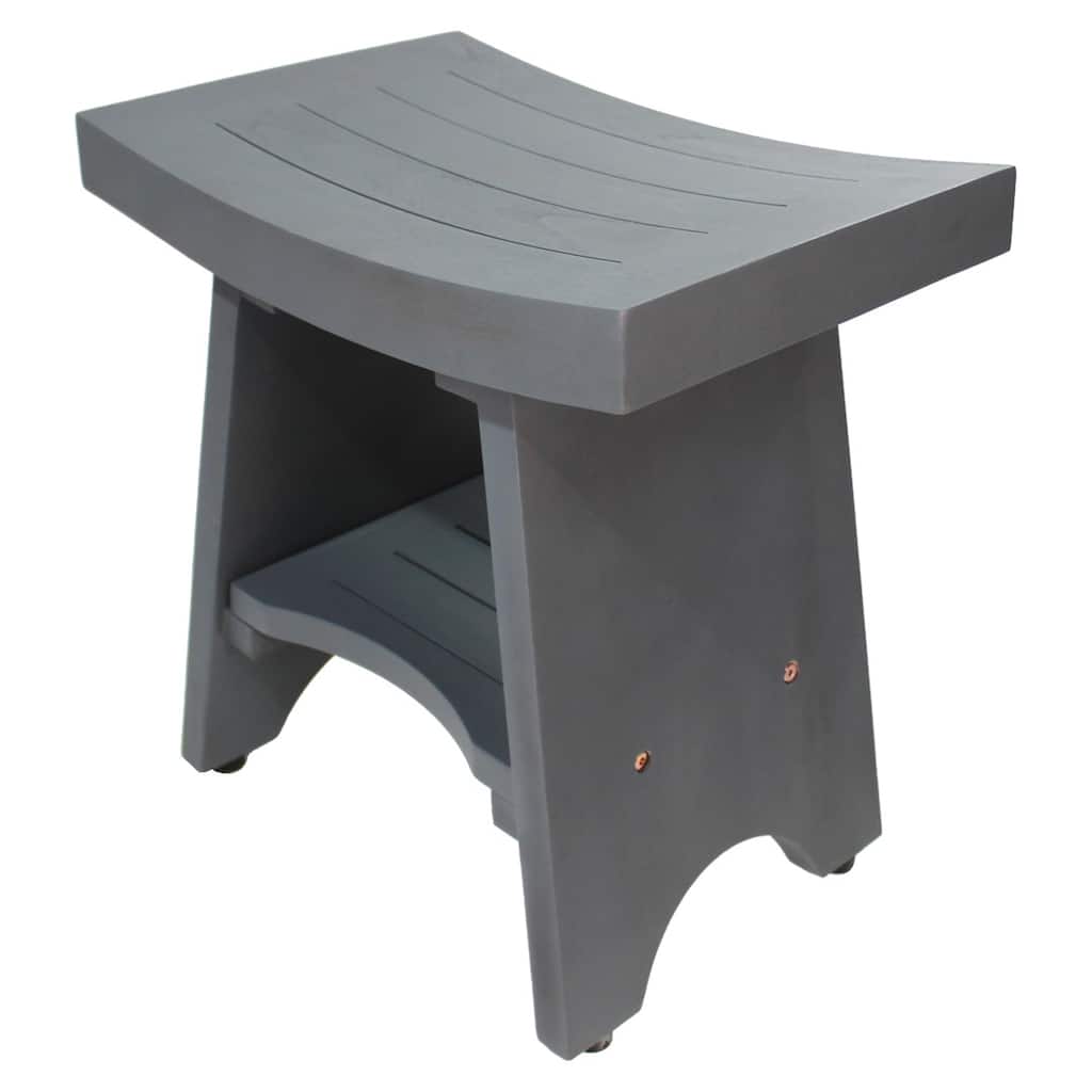 Teak Shower Bench, 18-in., Teak Bench for Shower, Teak Bench, Shower Teak Bench, Teak Wood Shower Bench, Lunar Gray,