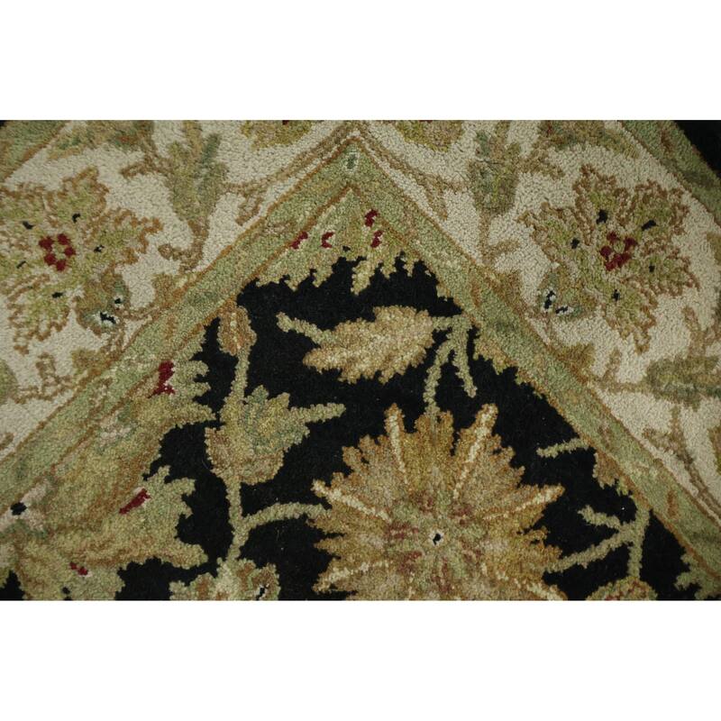 Hand Knotted Oriental 100% Wool Carpet Traditional Floral Black Agra Area Rug - 6' 4'' X 4' 1''