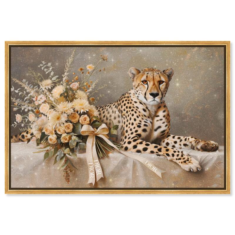 Bouquet Cheetah Canvas by Art Remedy - Gold - 36" x 24"