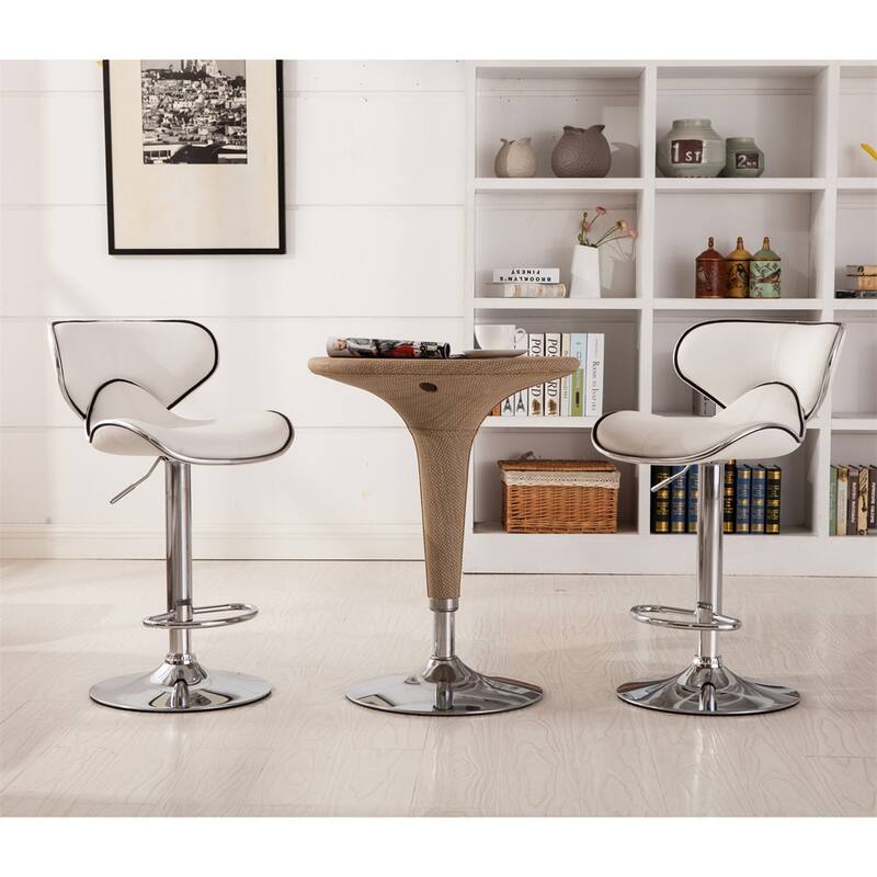 Upholstery Airlift Adjustable Swivel Barstool w/ Chrome Base, Set of 2