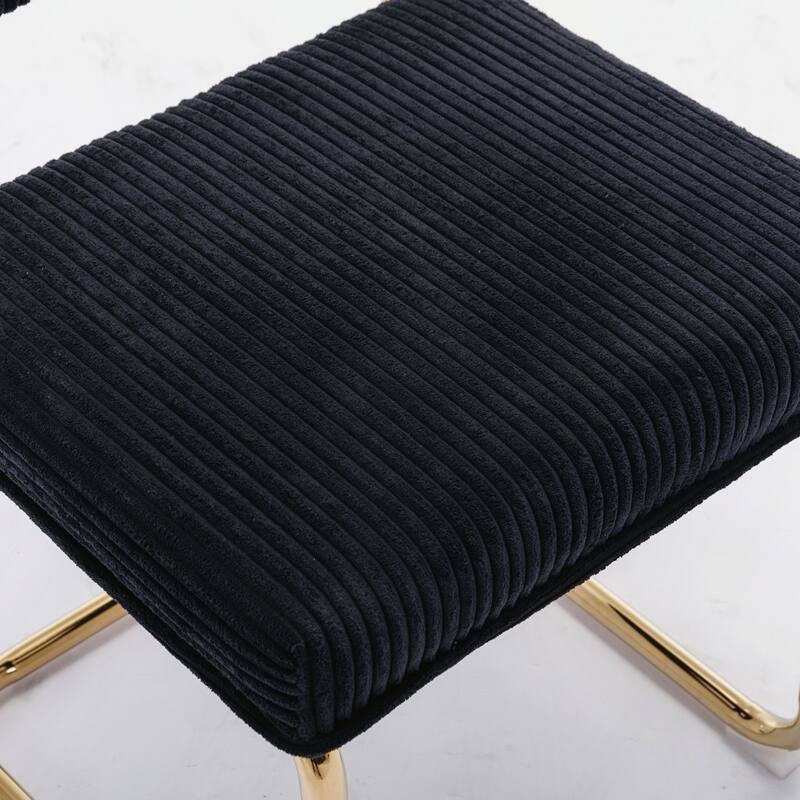 Modern Dining Chairs with Corduroy Fabric and Gold Metal Base, Set of 2