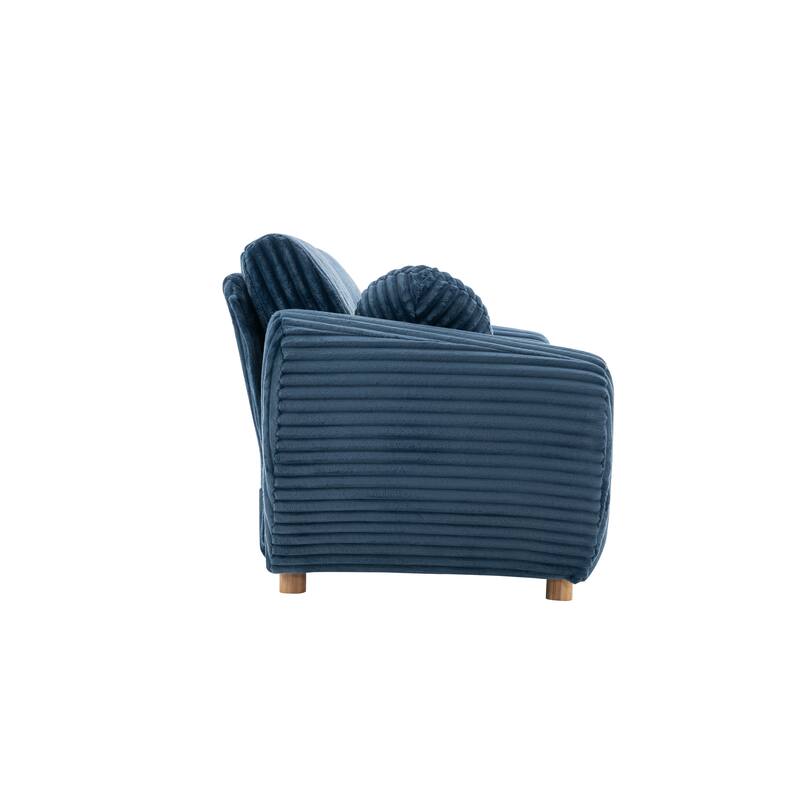 84.4" Corduroy 3-Seater Sofa with Wood Frame & Soft Cushions