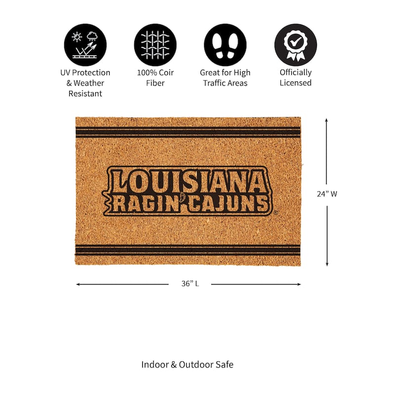 University of Louisiana-Lafayette Monochrome Indoor/Outdoor Coir Door Mat