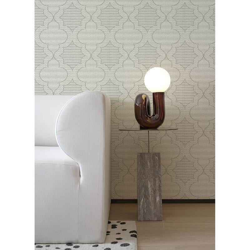 A-Street Prints Ernest Charcoal Quilted Quatrefoil Wallpaper