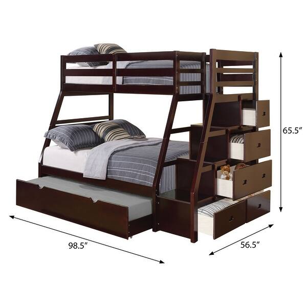 dimension image slide 0 of 2, Farley Twin Over Full Bunk Bed with Storage Ladder and Trundle