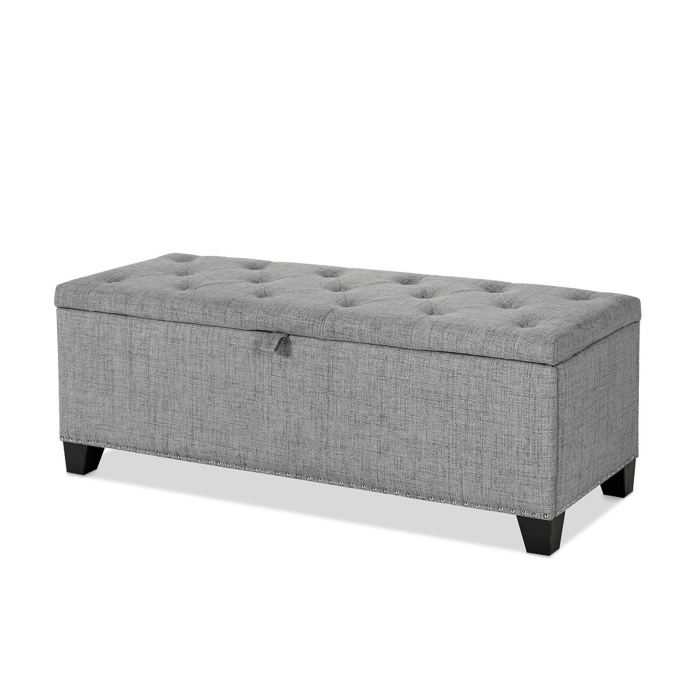 247 Shop At Home Modern Brian 48-inch Rectangular Linen Storage Ottoman Bench