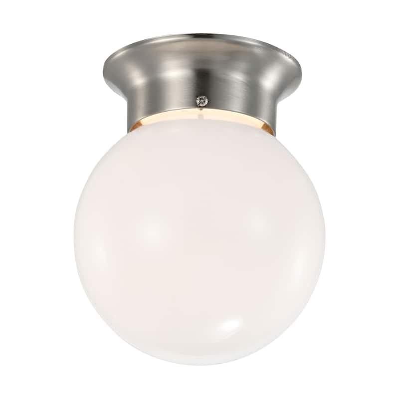 8 Watt 6 inch LED Flush Mount Fixture 3000K Dimmable Brushed Nickel Frosted Glass - Brushed Nickel