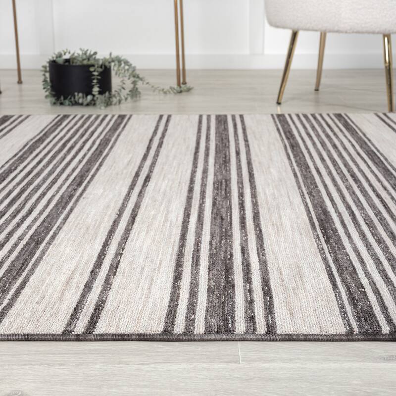 Wron Contemporary Striped Indoor/Outdoor Area Rug by Sevita