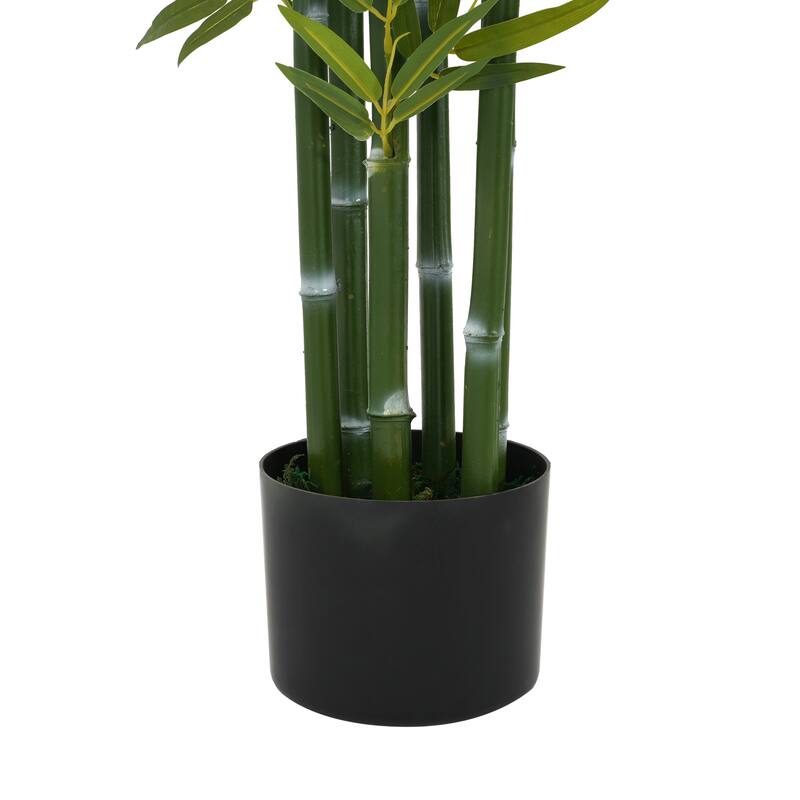 Roomfitters 72'' Artificial Bamboo Tree Set of 2, Tall Faux Indoor Plants with Black Plastic Pots for Home Decor, Green