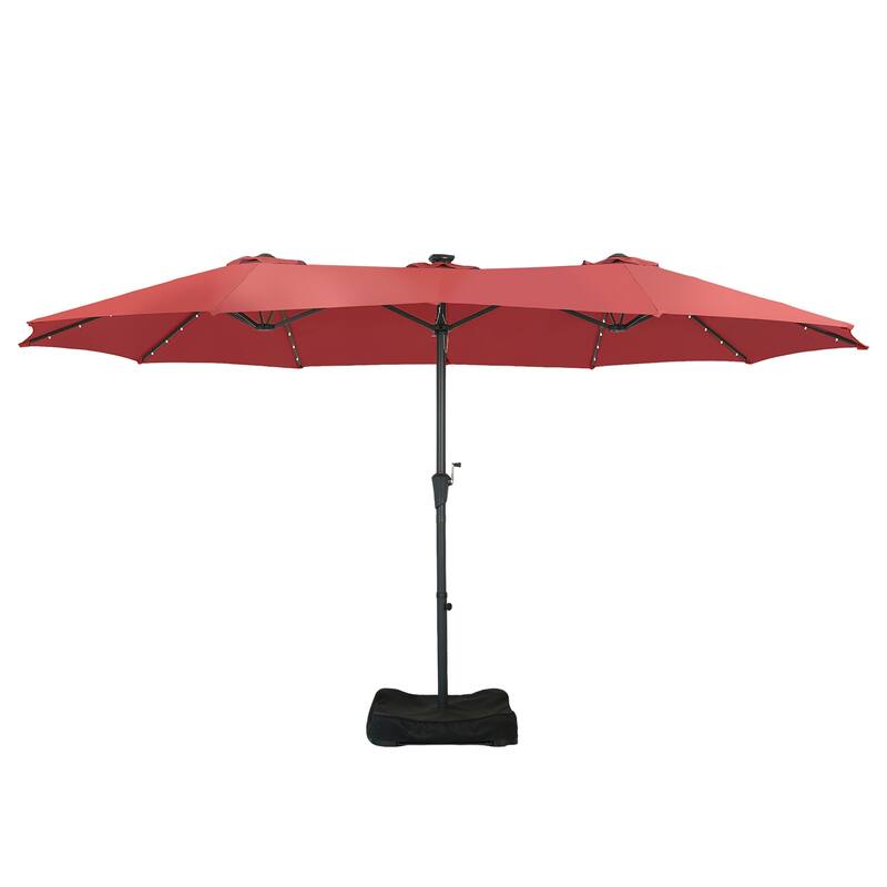 Autlaycil 15ft Retangle Patio Umbrella with Solar Lights & Base