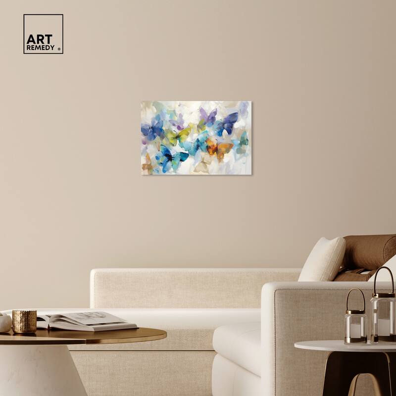 Art Remedy Fluttering Butterflies Gallery Wrapped Butterfly 1 Piece Canvas Wall Art