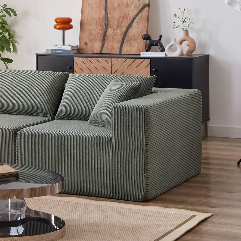 104" Corduroy L-Shaped Modular Sectional Sofa (4-Piece)