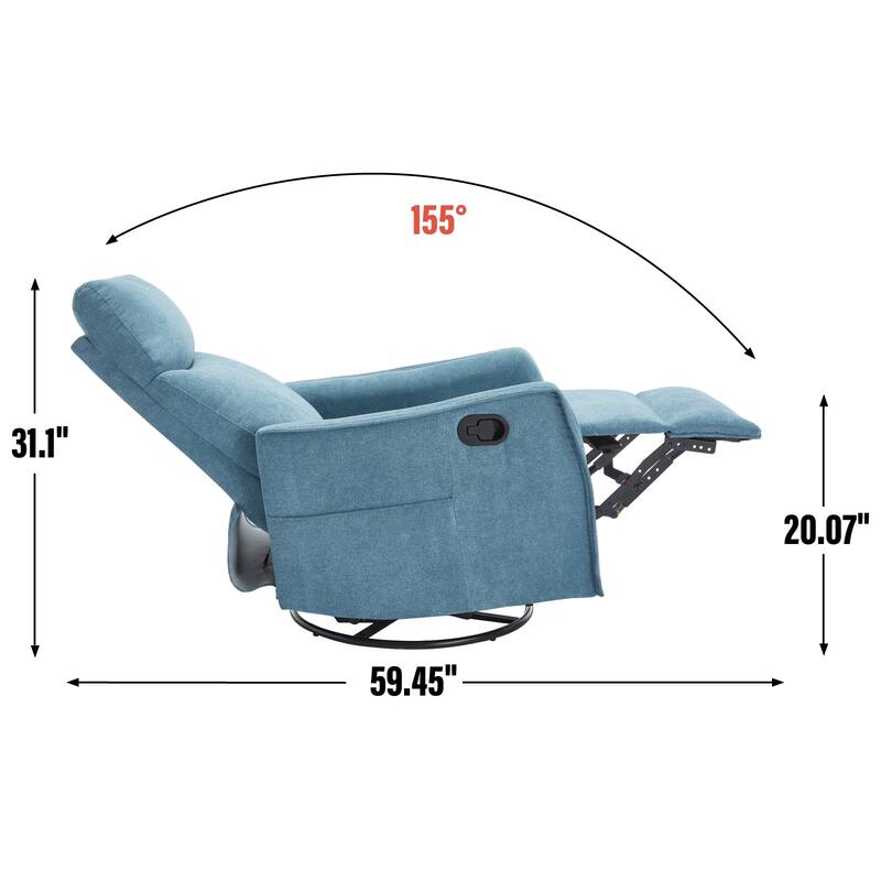 Swivel Manual Recliner Chair with Heat & Massage, Adjustable Heavy Duty Reclining Sofa, Ergonomic Single Lounge Sofa
