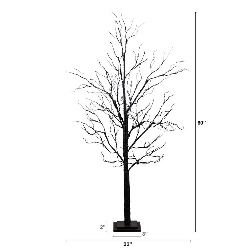 Pre-Lit Black Twig Halloween Artificial Tree - 5' - Multicolor LED Lights