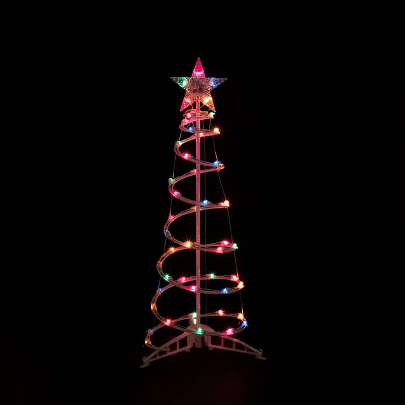 Set of 2 Lighted Outdoor Spiral Christmas Cone Trees 4' 6'