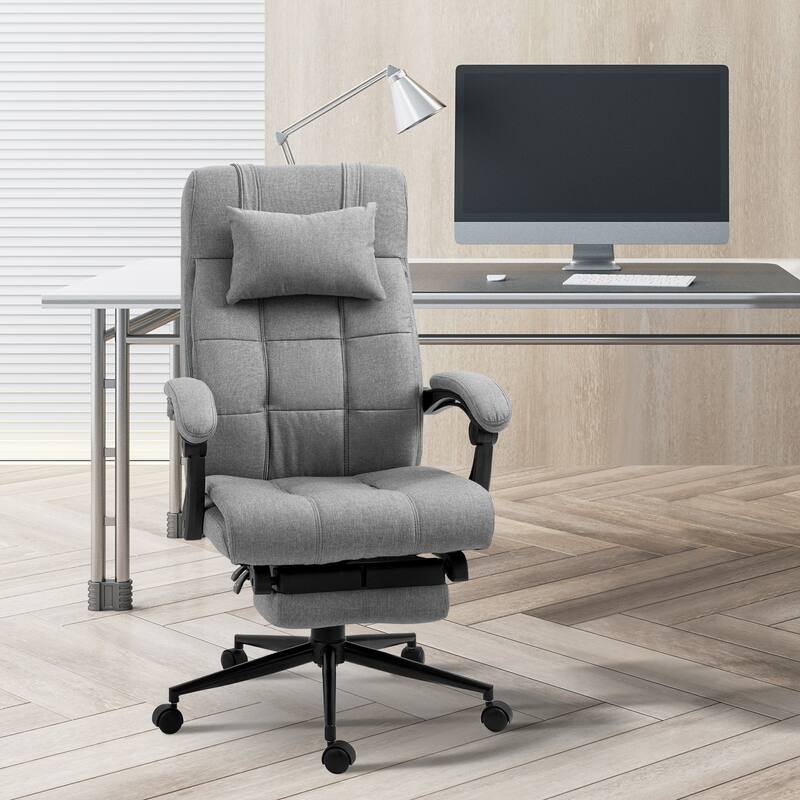 Swivel Task Chair Office Chair with Adjustable Height Retractable Footrest Headrest and Padded Armrest