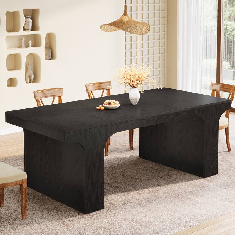 Farmhouse Rectangular Dining Table for 6-8 People - Black