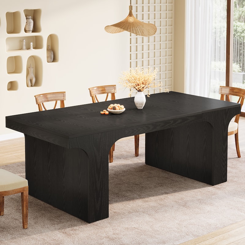 Wooden Rectangular Dining Table for 6-8 People with Sled Base
