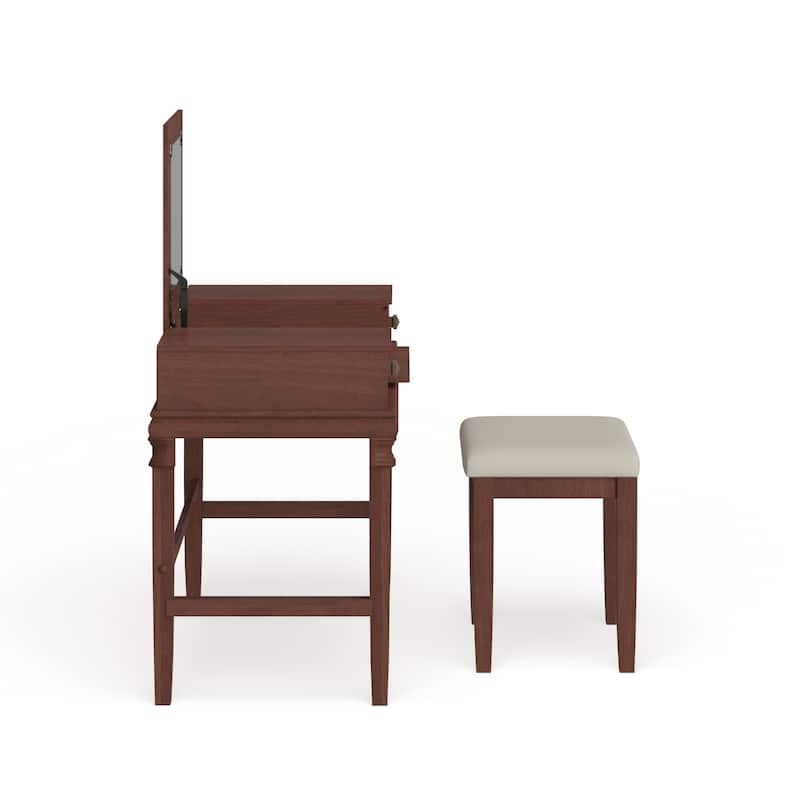 Linon Clarkia Brown Vanity Set
