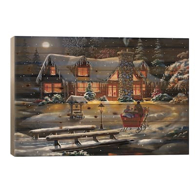 Over The Bridge And Home We Go Print On Wood by D. "Rusty" Rust - Multi-Color