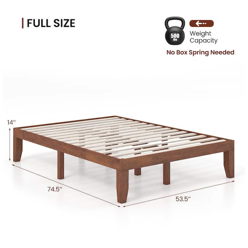 Gymax 14'' Full Size Wooden Platform Bed Frame w/ Strong Slat Support